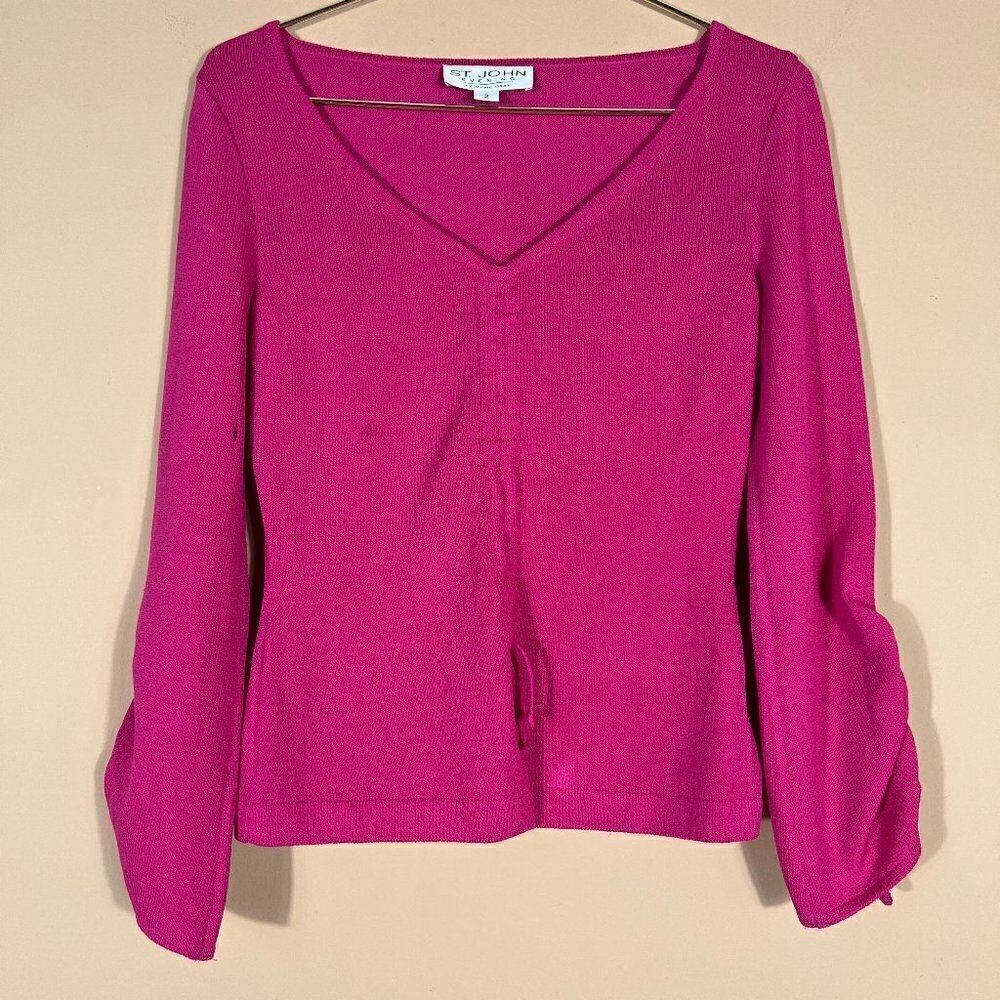 ST JOHN EVENING V-Neck Long Gathered Sleeves Spring Size 2